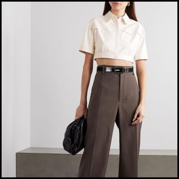 Patent Leather Belt with Square Buckle Gold Accents Adjustable Waist